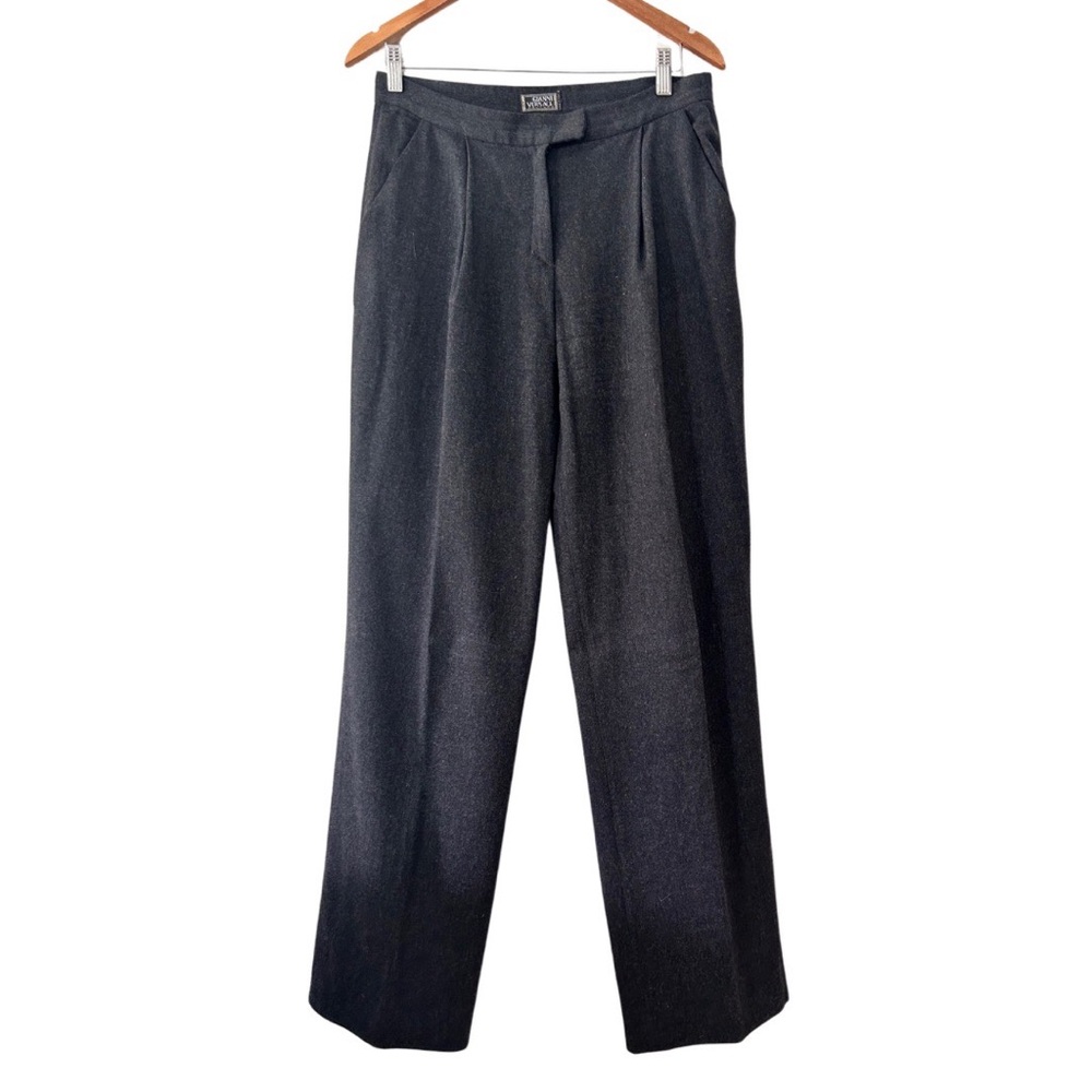 Gianni Versace Gray Wool Wide Leg Pants 42